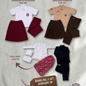 Paket Bundling 3 stel (Merah putih, Pramuka, dan Baju Adat)